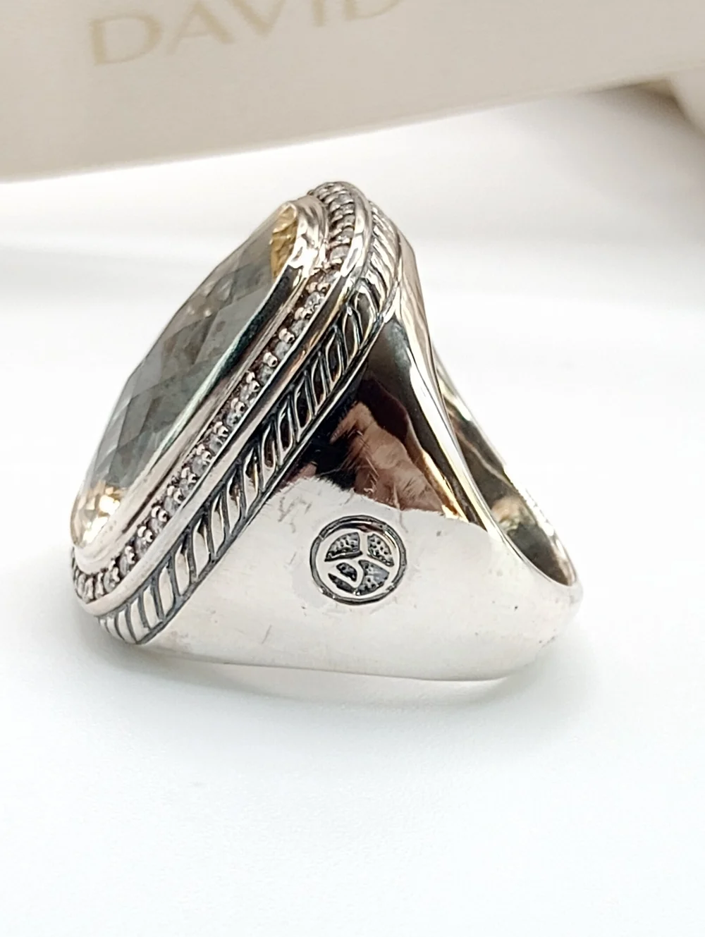 David Yurman Champagne & Diamond Albion Ring Size 7 - Picture 5 of 15